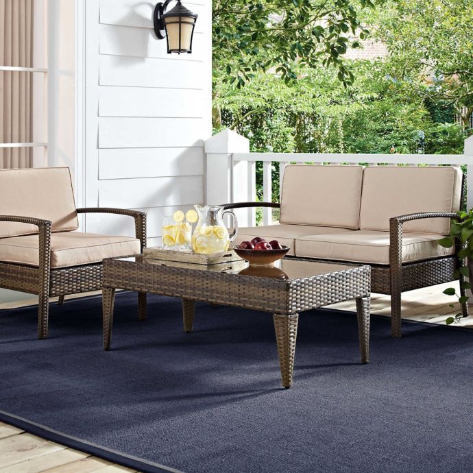 Crosley Lauderdale 4 Piece All Weather Wicker Conversation Set In