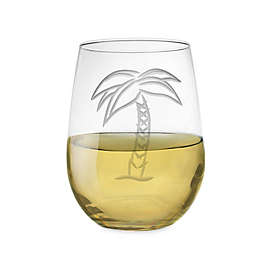 Palm Tree Stemless Wine Glass