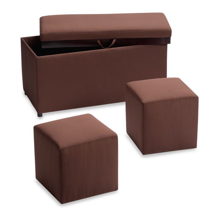 Indoor/Outdoor 3-Piece Storage Bench and Ottoman Set | Bed Bath & Beyond