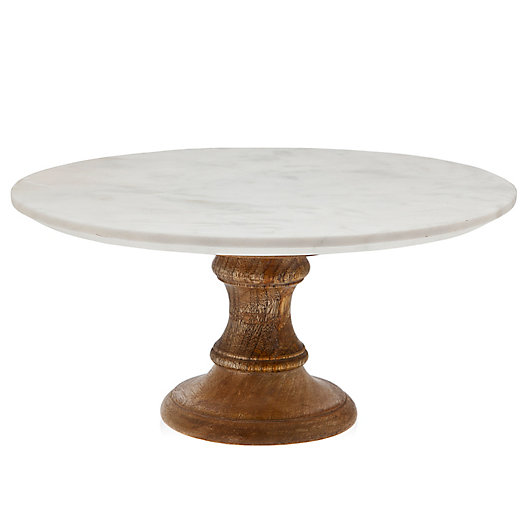 Alternate image 1 for Godinger Wood Cake Stand with Marble Top