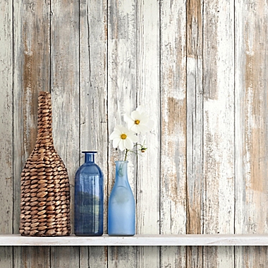 Roommates &quot;Distressed Wood&quot; Peel & Stick Wall Décor in Neutral. View a larger version of this product image.