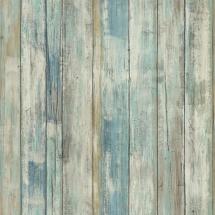 Roommates Distressed Wood L Stick Wall Décor In Blue Bed Bath Beyond - Roommates Wall Decals Wood Planks