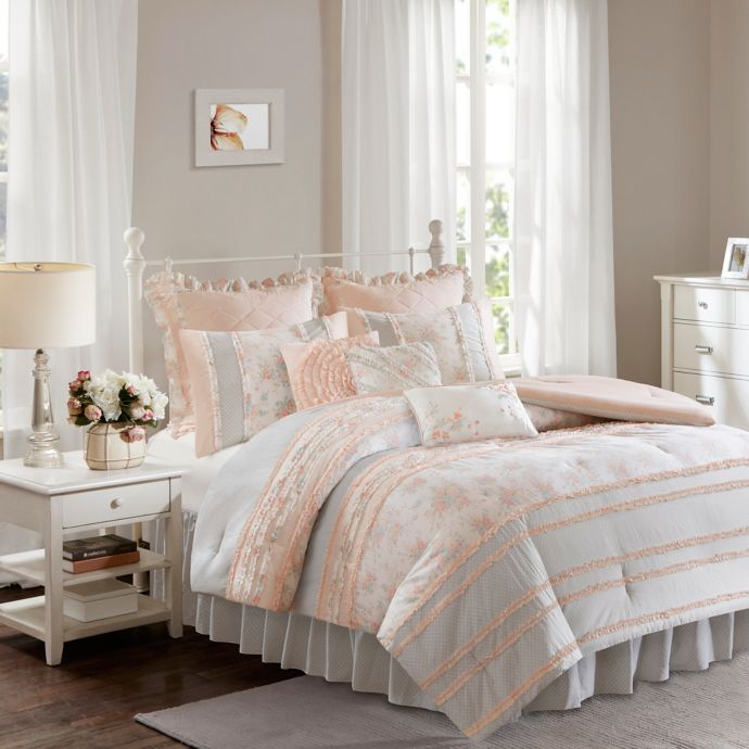 Madison Park Serendipity Duvet Cover Set In Coral Bed Bath Beyond