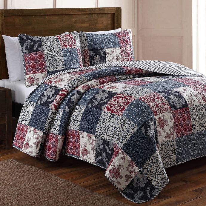 Elizabeth Patchwork Quilt Set In Blue Red Bed Bath Beyond