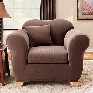 Sure Fit&reg; Stretch Pinstripe 2-Piece Chair Slipcover. View a larger version of this product image.