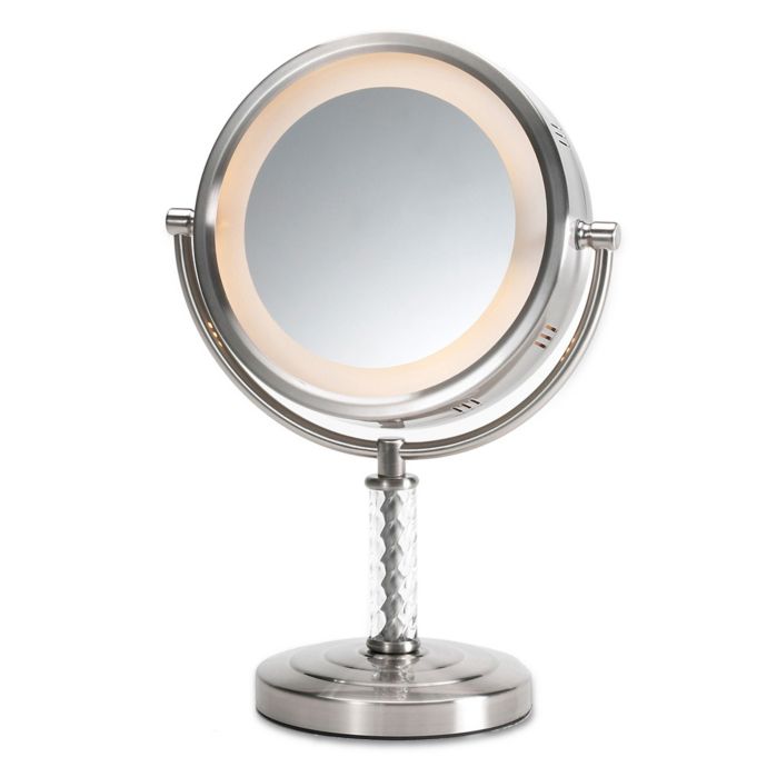 Jerdon 1x 6x Led Swivel Tabletop Vanity Mirror In Nickel Bed Bath Beyond