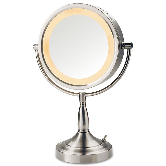 7x 1x Halo Lighted Tabletop Mirror In, Lighted Tabletop Vanity Mirror