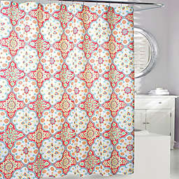 Tanya Shower Curtain in Coral/Yellow