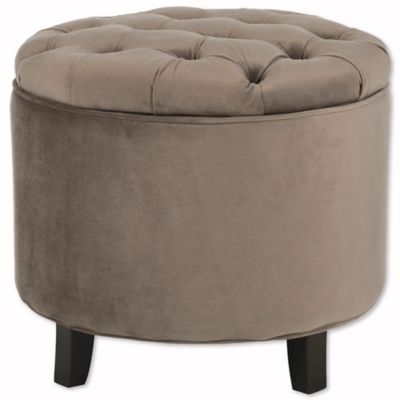 Safavieh Amelia Round Storage Ottoman in Taupe