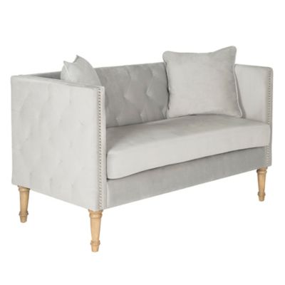 Safavieh Sarah Tufted Settee with Pillows in Grey