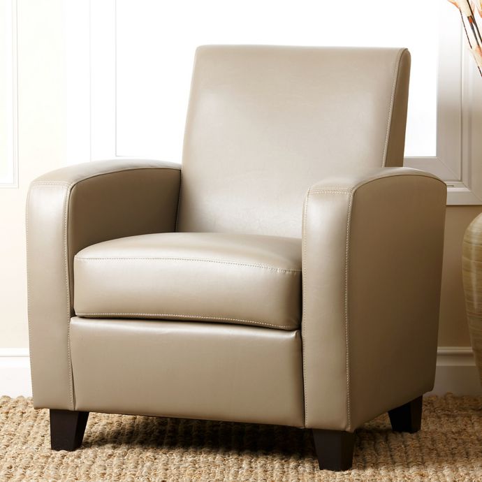 Abbyson Living Mercer Leather Club Chair In Grey Bed Bath Beyond