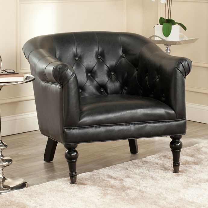 Safavieh Nicolas Faux Leather Club Chair In Antique Black Bed