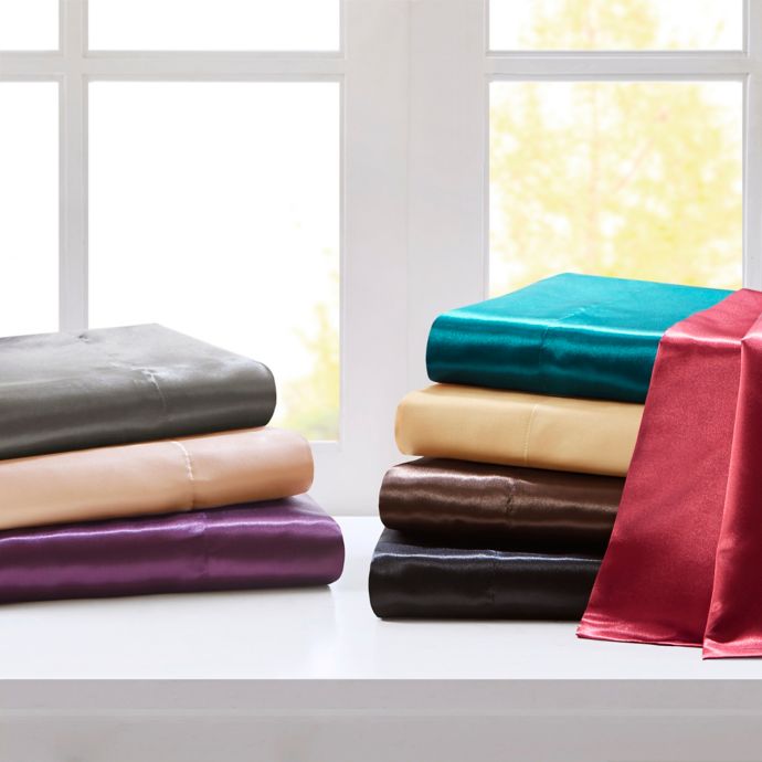 Madison Park Essentials 6Piece Wrinkle Free Satin Solid Sheet Set
