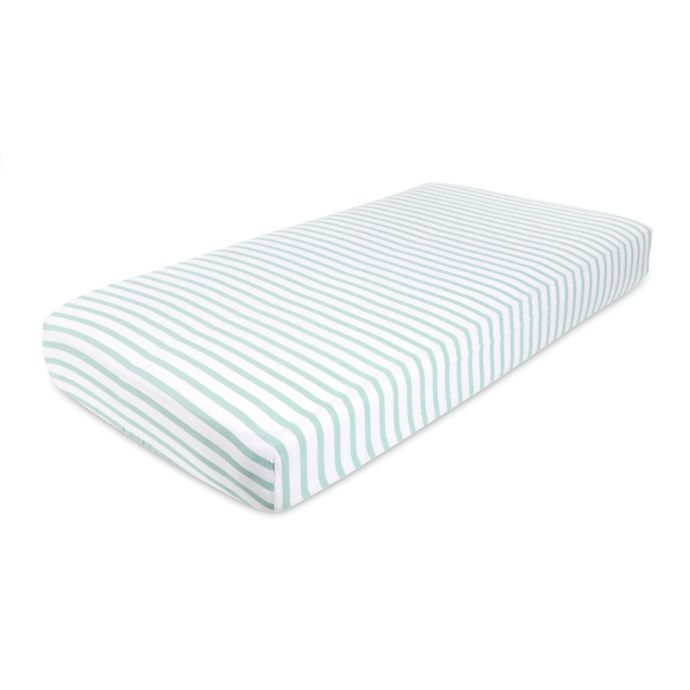 Aden By Aden Anais Blazer Stripe Fitted Crib Sheet In Aqua