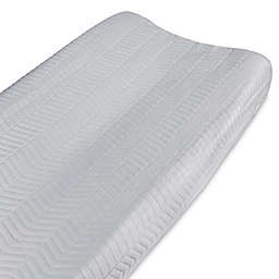 Hello Spud Chevron Quilted Organic Cotton Changing Pad Cover in Grey