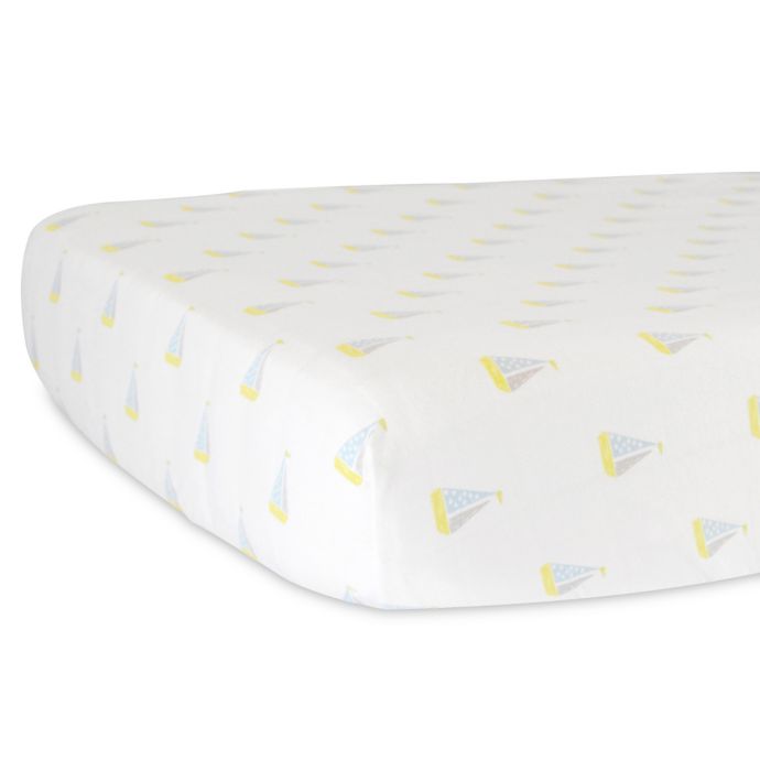 Hello Spud Organic Cotton Jerseysailboats Fitted Crib Sheet In