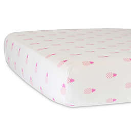 Hello Spud Organic Cotton Jersey Pineapples Fitted Crib Sheet in Pink