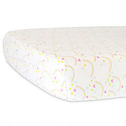 Hello Spud Organic Cotton Jersey Rainbows Fitted Crib Sheet in Yellow
