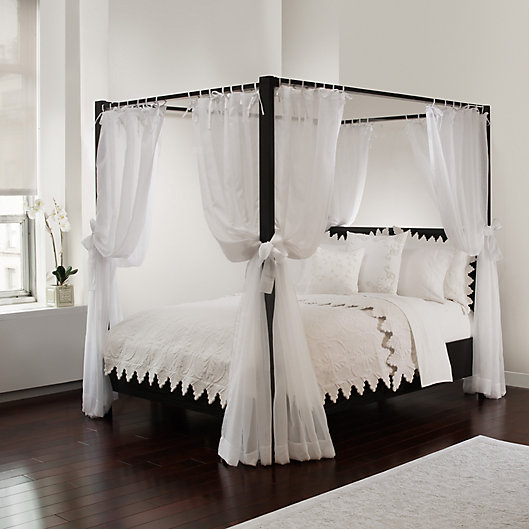 Alternate image 1 for Tie Sheer Bed Canopy Curtain Set in White