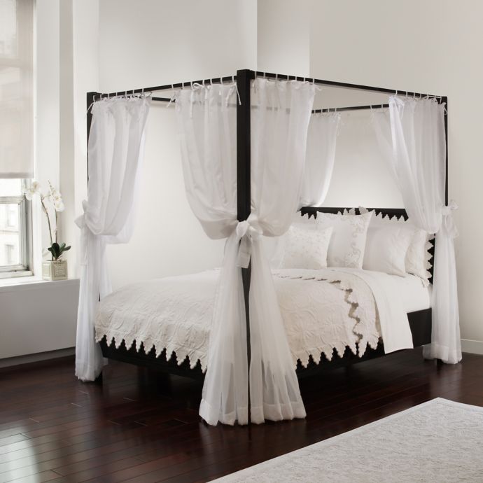 Tie Sheer Bed Canopy Curtain Set In White Bed Bath Beyond