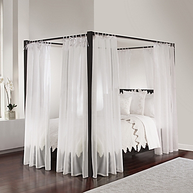 Tie Sheer Bed Canopy Curtain Set in White. View a larger version of this product image.