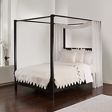 Tie Sheer Bed Canopy Curtain Set in White. View a larger version of this product image.