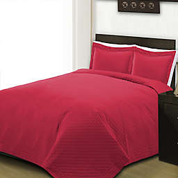 Cotton Diamond Twin Quilt in Scarlet