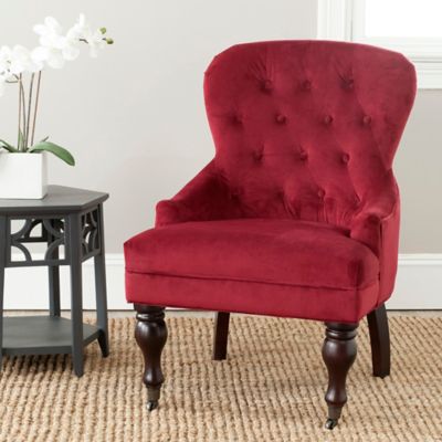 Safavieh Falcon Tufted Arm Chair in Red Velvet