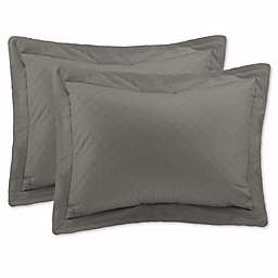 Cotton Diamond King Pillow Sham in Grey