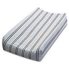 Alternate image 0 for Go Mama Go Designs&reg; Striped Changing Pad Cover in Blue/Chocolate