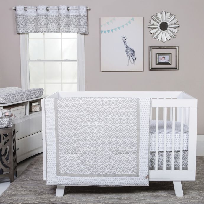 Trend Lab Art Deco 3 Piece Crib Bedding Set In Grey White