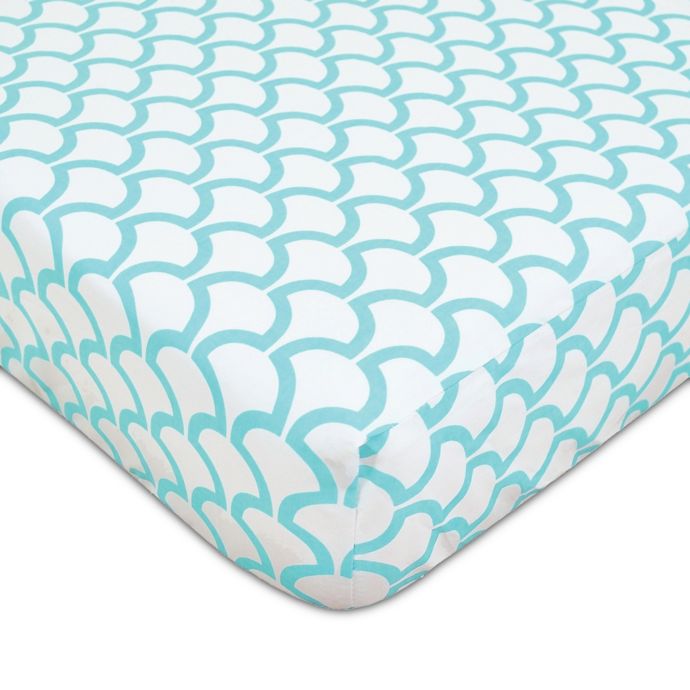 American Baby Company Sea Wave Fitted Crib Sheet In Aqua White