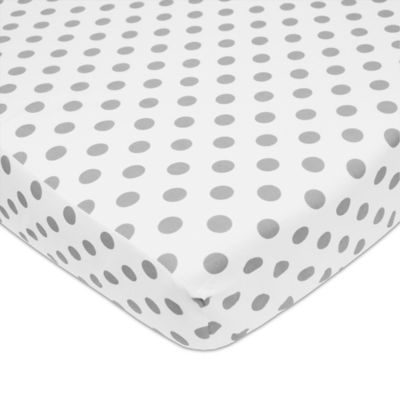 American Baby Company&reg; Polka Dot Cotton Fitted Crib Sheet in Grey/White