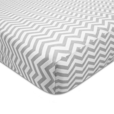 American Baby Company&reg; ZigZag Print Cotton Fitted Crib Sheet in Grey/White