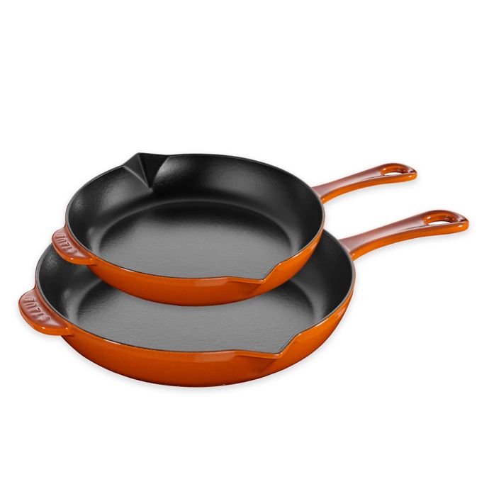 Staub Cast Iron Enameled Fry Pan in Burnt Orange | Bed Bath & Beyond