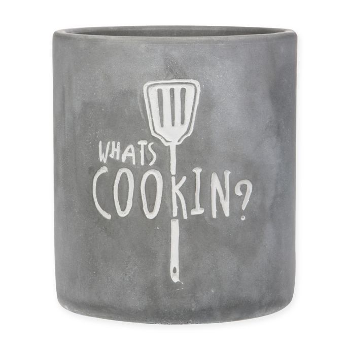 Home Essentials & Beyond "What's Cookin?" Utensil Crock in Charcoal