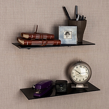 Danya B. 16-Inch Glass Radial Floating Shelves. View a larger version of this product image.