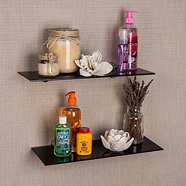 Danya B. 16-Inch Glass Radial Floating Shelves. View a larger version of this product image.