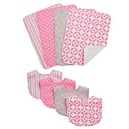 Trend Lab® 8-Piece Lilly Bib and Burp Cloth Set in Pink