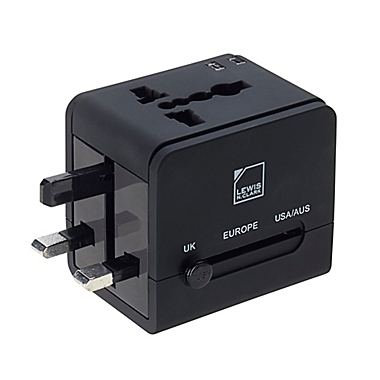 Lewis N. Clark Global Adapter with 2.4A Dual USB Charger in Black. View a larger version of this product image.