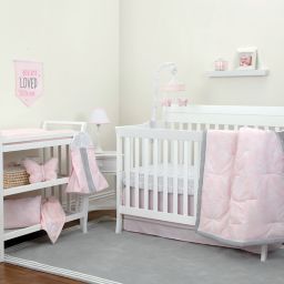 Pink Grey And White Crib Bedding Buybuy Baby