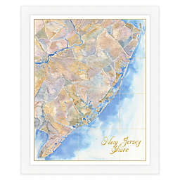 28-Inch x 34-Inch Jersey Shore Watercolor Map