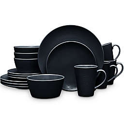 Noritake® Black on Black Swirl Coupe 16-Piece Dinnerware Set