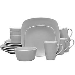 Noritake&reg; Grey on Grey Swirl 16-Piece Square Dinnerware Set