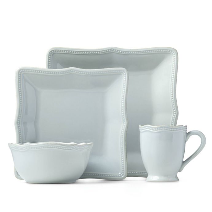 Lenox® French Perle Bead 16Piece Square Dinnerware Set in Ice Blue
