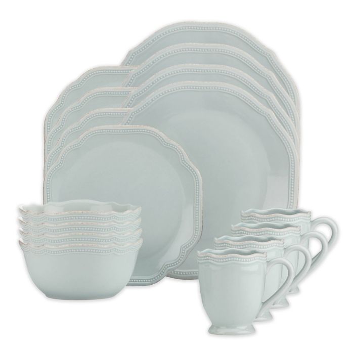 Lenox® French Perle Bead 16Piece Dinnerware Set in Ice Blue Bed Bath