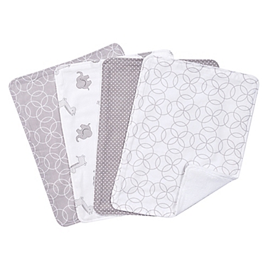 Trend Lab&reg; 4-Pack Burp Cloth Set in Grey/White. View a larger version of this product image.