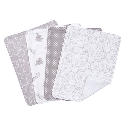 Alternate image 1 for Trend Lab® 4-Pack Burp Cloth Set in Grey/White