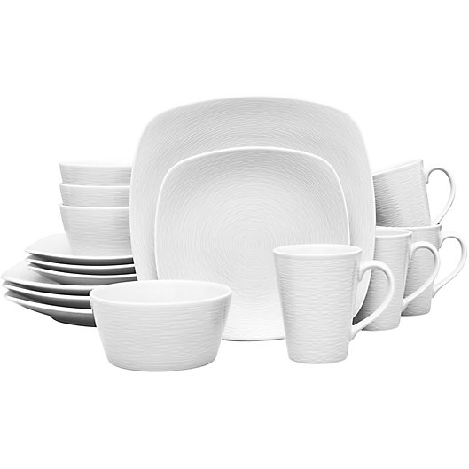 Alternate image 1 for Noritake® White on White Square Swirl 16-Piece Dinnerware Set