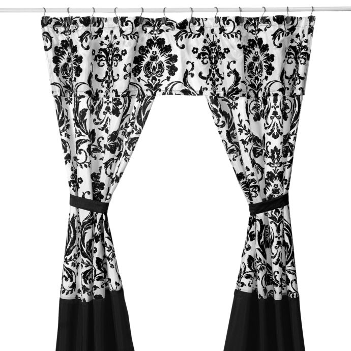 Rosewood Black And White Double Swag Shower Curtain Bed Bath